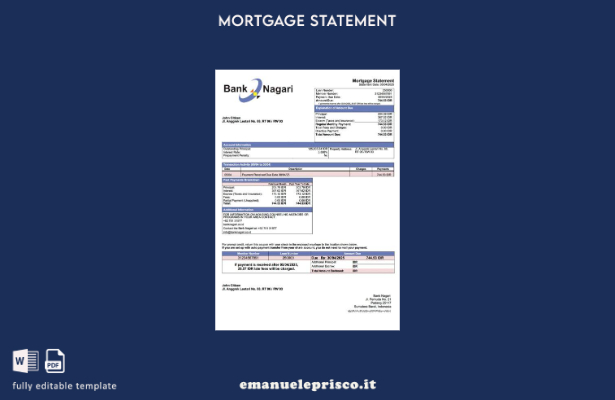 modello di estratto conto ipotecario Indonesia Bank Nagari in stile verificato M